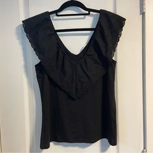 H&M Woman’s Black V- Neck Lace Sleeveless Top Size S Great Condition
